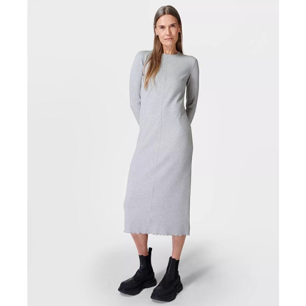 Sweaty Betty Ribbed Long Sleeve Midi Dress